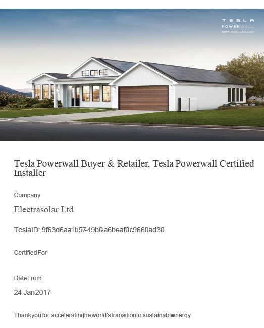 Tesla Partner Certificate